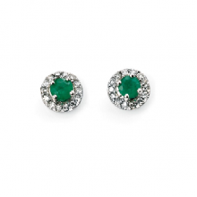 WHITE GOLD EMERALD AND DIAMOND EARRINGS